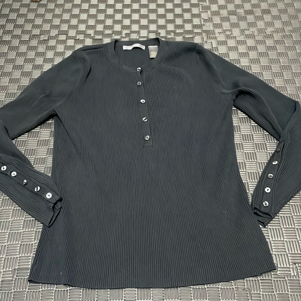 Liz claiborne black ribbed sweater size medium